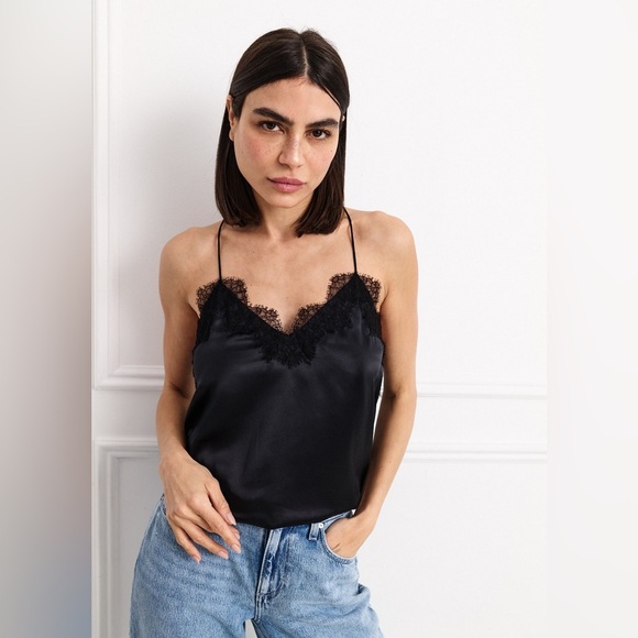 New! CAMI NYC Racer Charmeuse Lace Silk Cami in Black 🖤 Medium - Picture 6 of 12